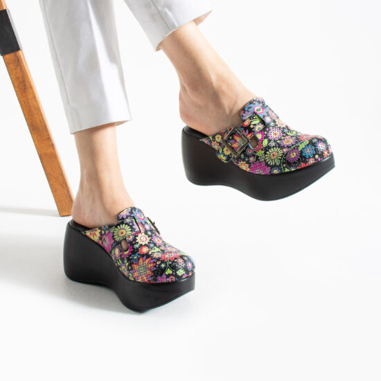 Zuecos estampados de piel con plataforma alta | TUASOLEA