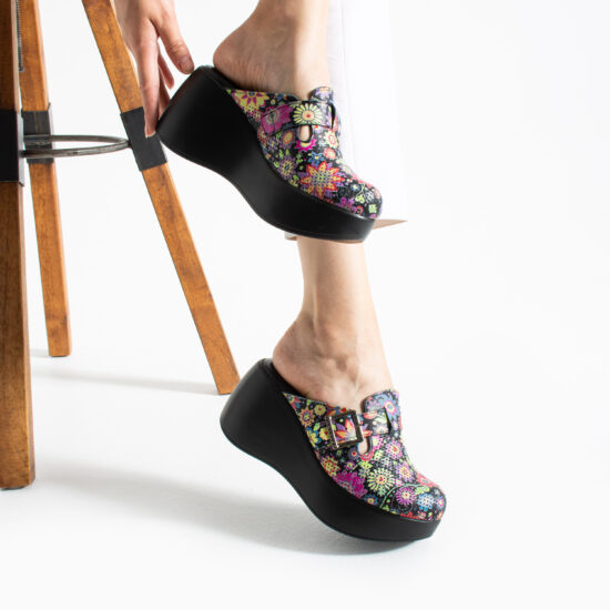 Zuecos estampados de piel con plataforma alta | TUASOLEA