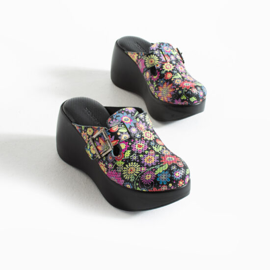 Zuecos estampados de piel con plataforma alta | TUASOLEA