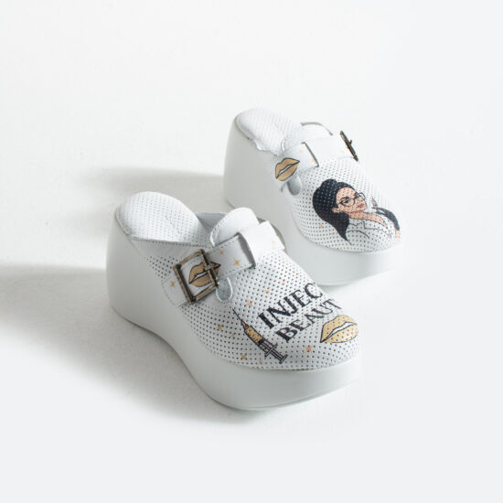 Zuecos de trabajo de piel con plataforma alta para esteticistas | TUASOLEA