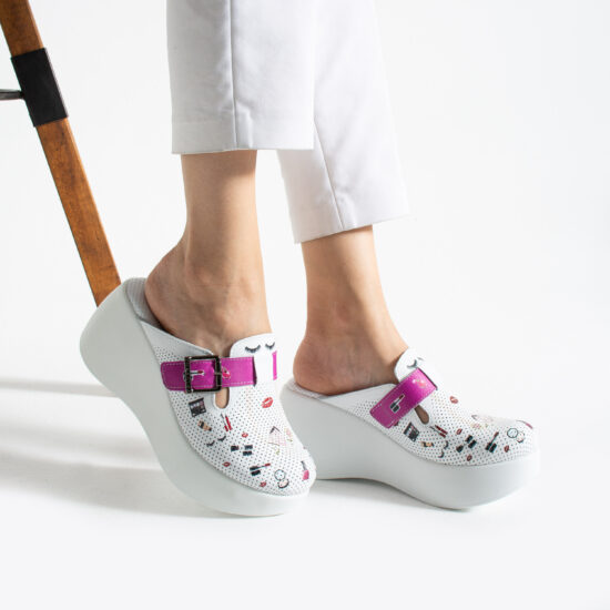 Alternative view of Zuecos de trabajo de piel con plataforma alta para esteticistas