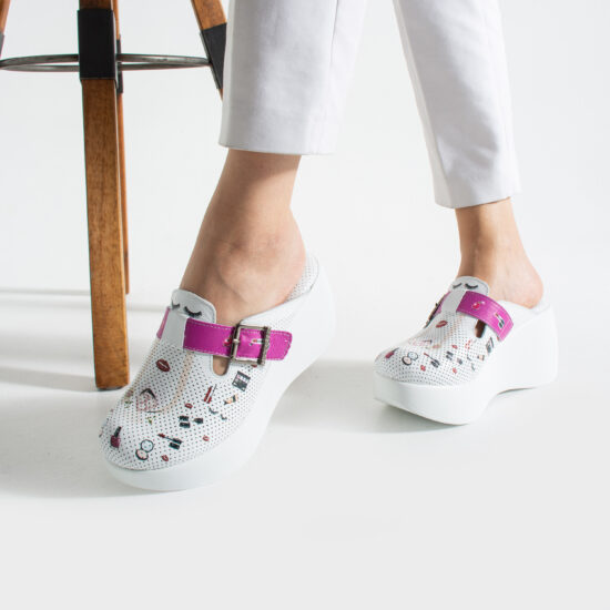 Zuecos de trabajo de piel con plataforma alta para esteticistas | TUASOLEA