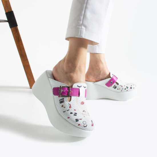 Zuecos de trabajo de piel con plataforma alta para esteticistas | TUASOLEA