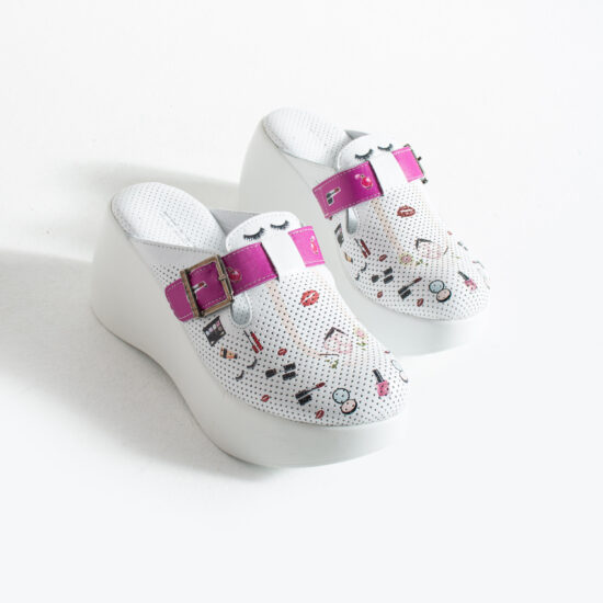 Zuecos de trabajo de piel con plataforma alta para esteticistas | TUASOLEA