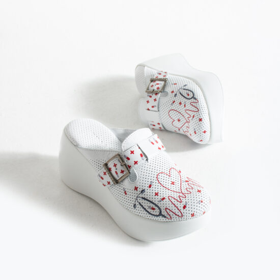 Zuecos sanitarios de piel con plataforma alta | TUASOLEA