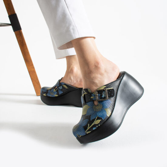 Zuecos estampados de piel con plataforma alta | TUASOLEA