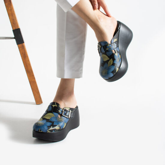 Zuecos estampados de piel con plataforma alta | TUASOLEA