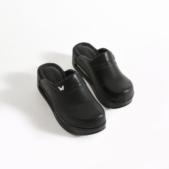 Zuecos con plataforma mujer negros de piel ecológica | TUASOLEA