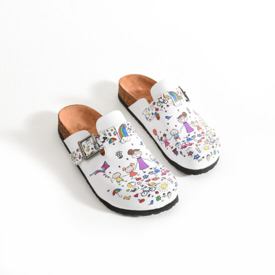 Zuecos planos estampados con hebilla para maestras | TUASOLEA