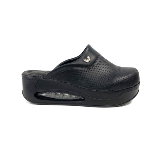 Zuecos con plataforma mujer negros de piel ecológica | TUASOLEA