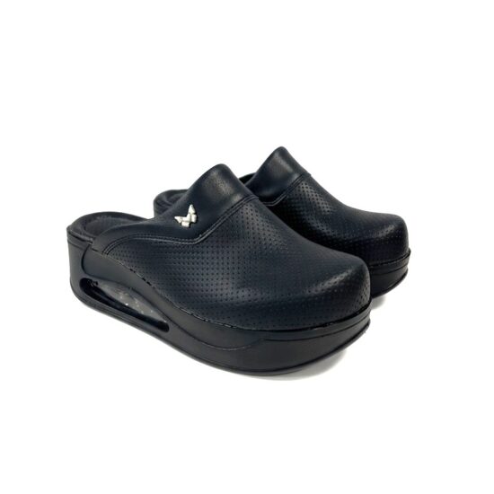 Zuecos con plataforma mujer negros de piel ecológica | TUASOLEA