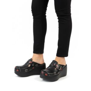 Zuecos sanitarios de piel con plataforma alta Zuecos con plataforma mujer Sanitarios