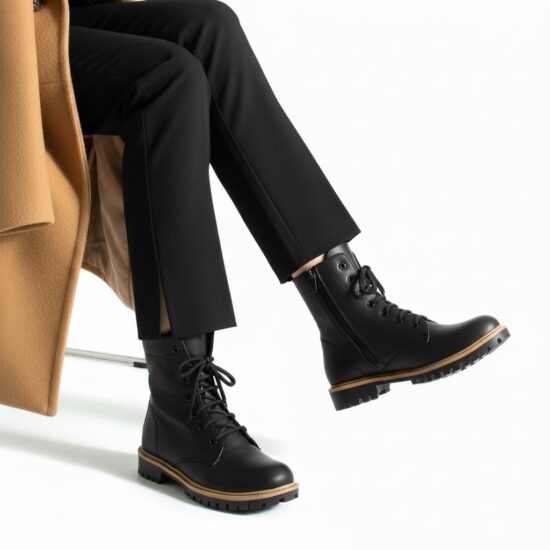 Alternative view of Botas planas de piel negros para mujer