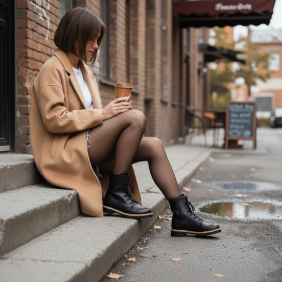 Botas planas de piel negros para mujer | TUASOLEA