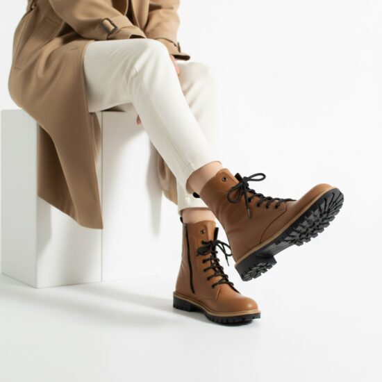 Botas planas de piel marrones para mujer | TUASOLEA