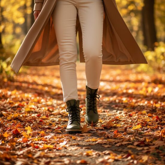 Botas planas de piel verde oscuro para mujer | TUASOLEA