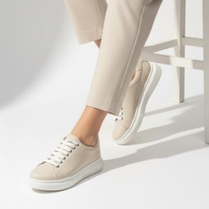 Zapatillas de mujer de piel natural color beige Zapatillas mujer