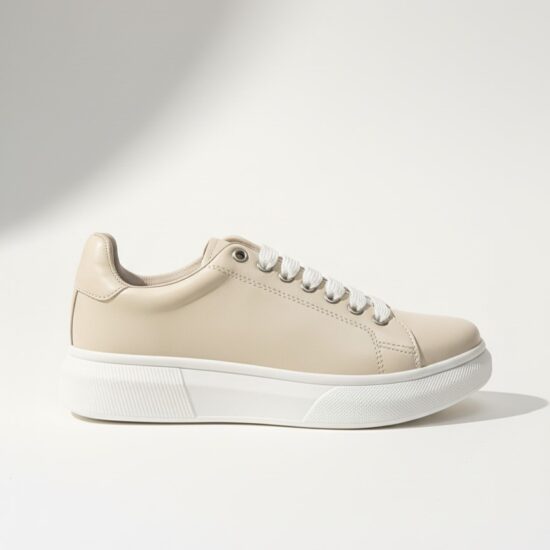 Zapatillas de mujer de piel natural color beige | TUASOLEA