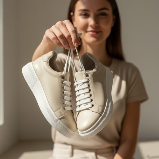 Zapatillas de mujer de piel natural color beige | TUASOLEA