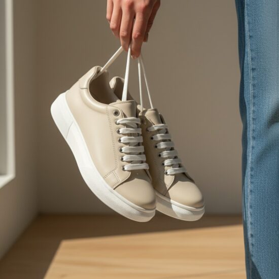 Zapatillas de mujer de piel natural color beige | TUASOLEA