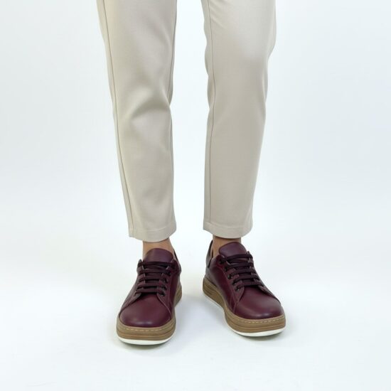 Zapatillas cómodas de piel para mujer burdeos | TUASOLEA