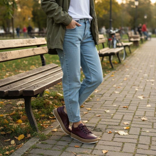 Zapatillas cómodas de piel para mujer burdeos | TUASOLEA