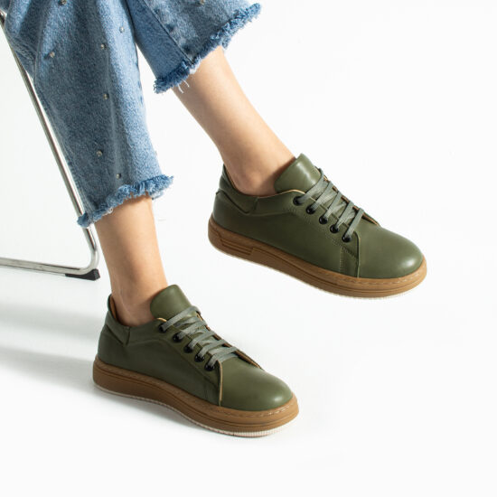 Zapatillas cómodas de piel para mujer verde oscuro | TUASOLEA