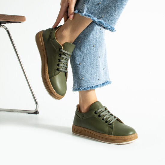Zapatillas cómodas de piel para mujer verde oscuro | TUASOLEA