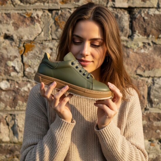 Zapatillas cómodas de piel para mujer verde oscuro | TUASOLEA