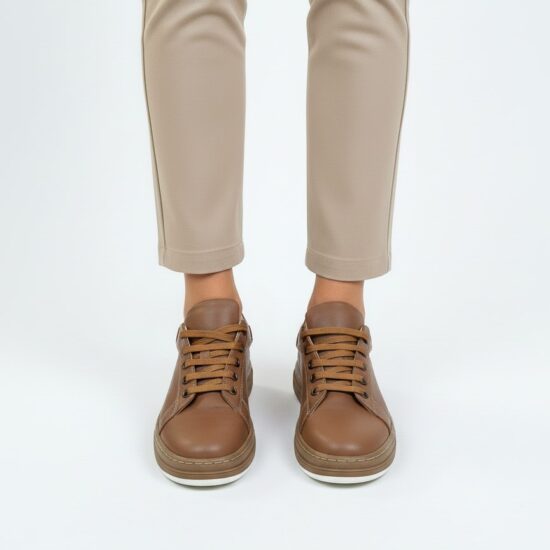 Zapatillas cómodas de piel para mujer marrones | TUASOLEA