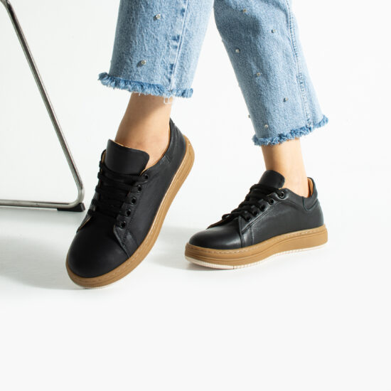 Zapatillas cómodas de piel para mujer negras | TUASOLEA