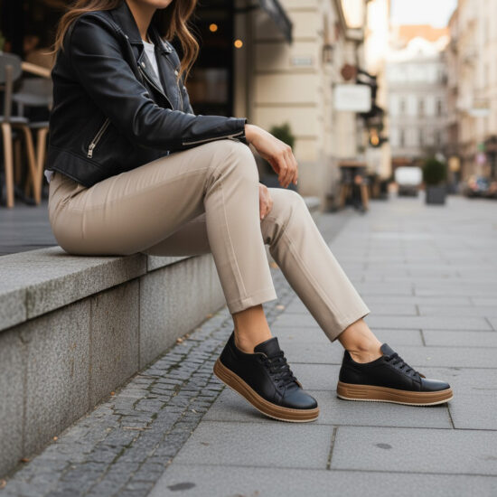 Zapatillas cómodas de piel para mujer negras | TUASOLEA