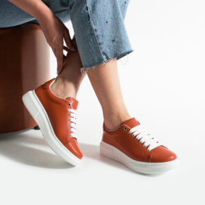 Zapatillas rojas casual de piel para mujer Zapatillas mujer