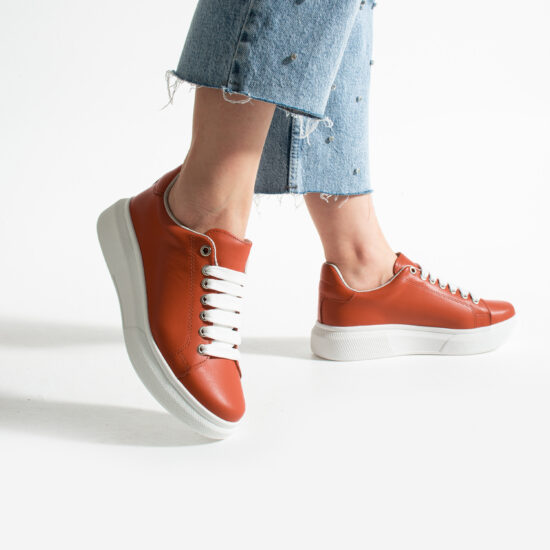 Zapatillas rojas casual de piel para mujer | TUASOLEA