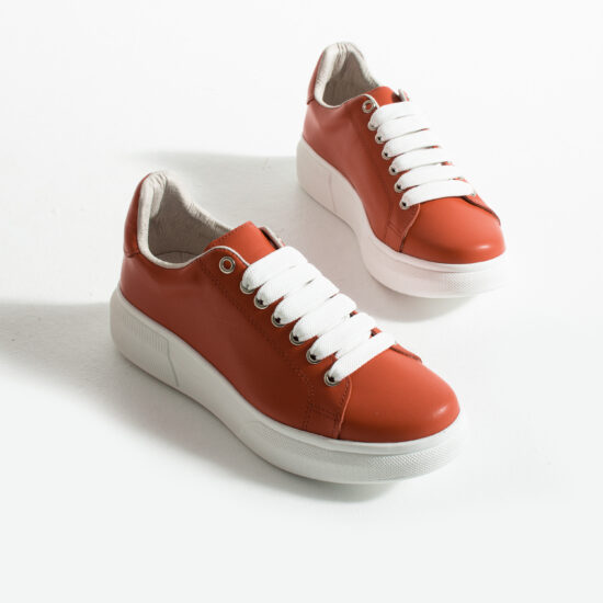 Zapatillas rojas casual de piel para mujer | TUASOLEA