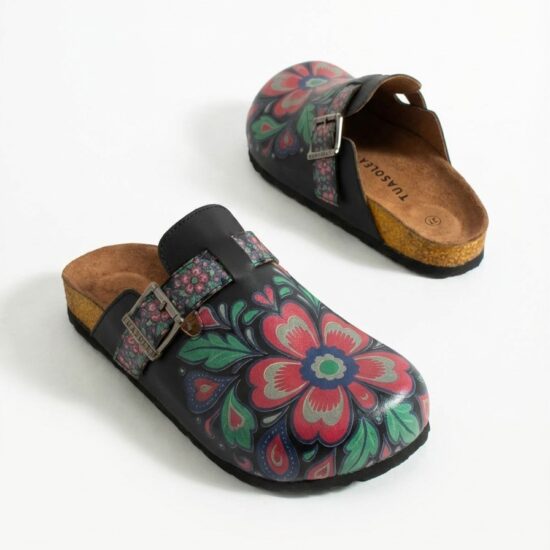 Zuecos planos estampados con hebilla | TUASOLEA