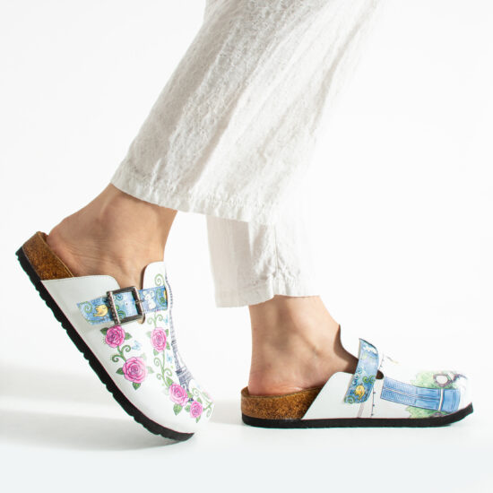 Zuecos planos estampados con hebilla | TUASOLEA