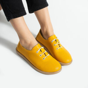 Zapatos cómodos amarillos de piel para mujer con memory foam