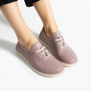Zapatos cómodos rosa de piel para mujer con memory foam