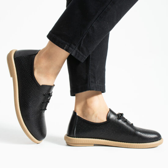 Zapatos cómodos negros de piel para mujer con memory foam - Естествена кожа