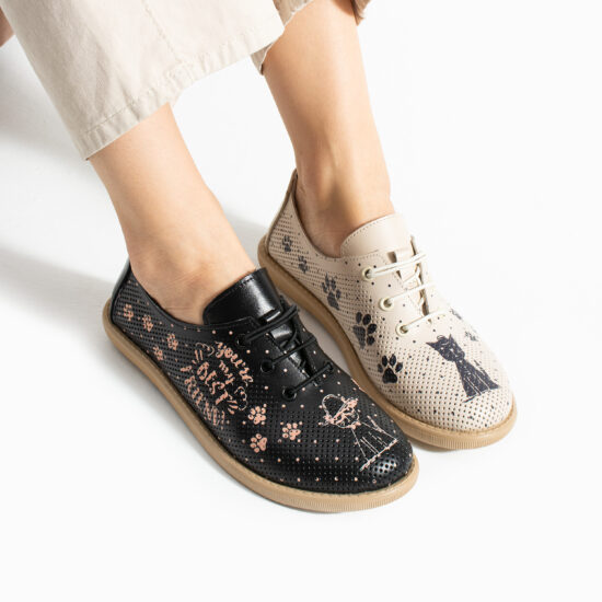 Zapatos cómodos bicolor de piel para mujer con memory foam
