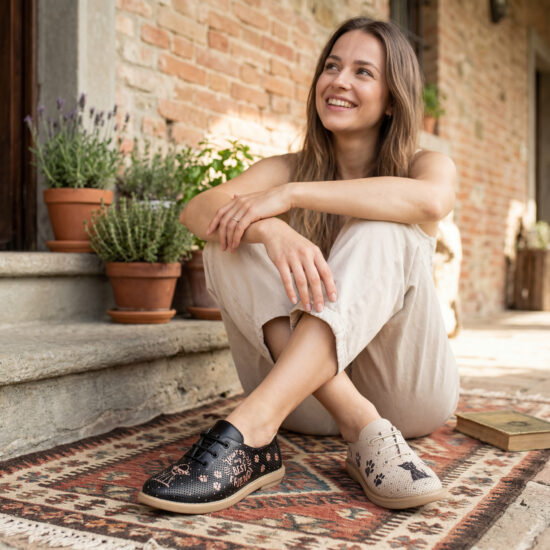 Zapatos cómodos bicolor de piel para mujer con memory foam - Черен Бежов