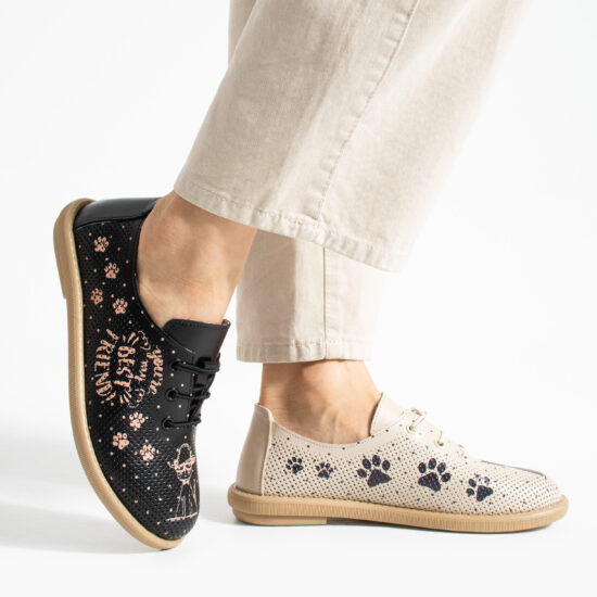 Zapatos cómodos bicolor de piel para mujer con memory foam - Естествена кожа