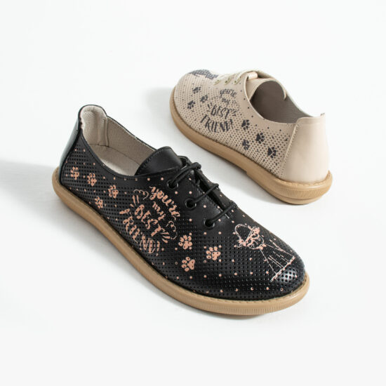 Zapatos cómodos bicolor de piel para mujer con memory foam - vista lateral