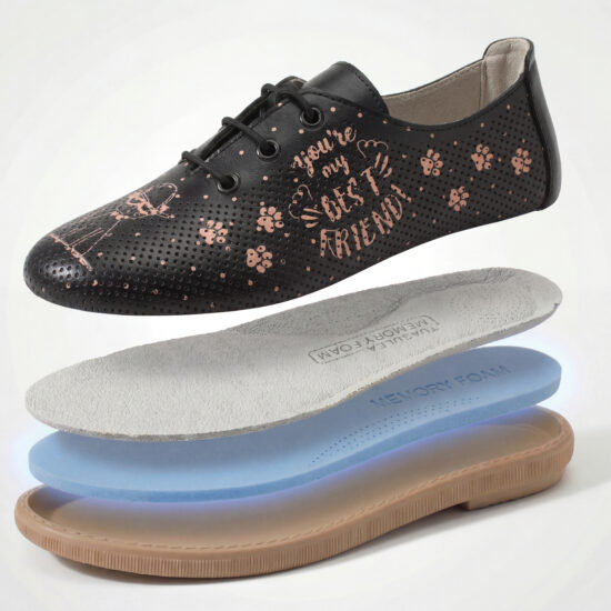 Zapatos cómodos bicolor de piel para mujer con memory foam - vista superior