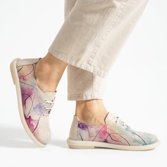 Zapatos cómodos de piel beige para mujer con memory foam - Естествена кожа