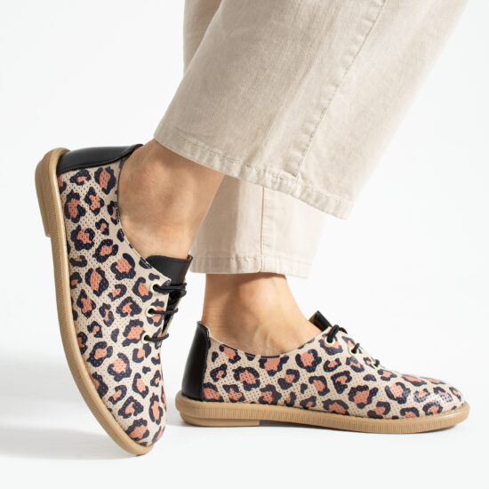 Zapatos cómodos de piel para mujer leopardados con memory foam - Естествена кожа