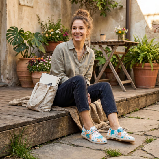 Zapatos cómodos de piel para mujer con memory foam multicolor - Бял Цветен