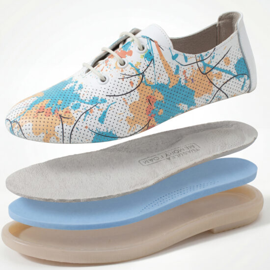 Zapatos cómodos de piel para mujer con memory foam multicolor - vista superior