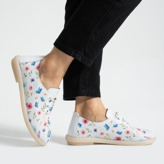 Zapatos cómodos de piel para mujer con memory foam - estampado floral - Естествена кожа
